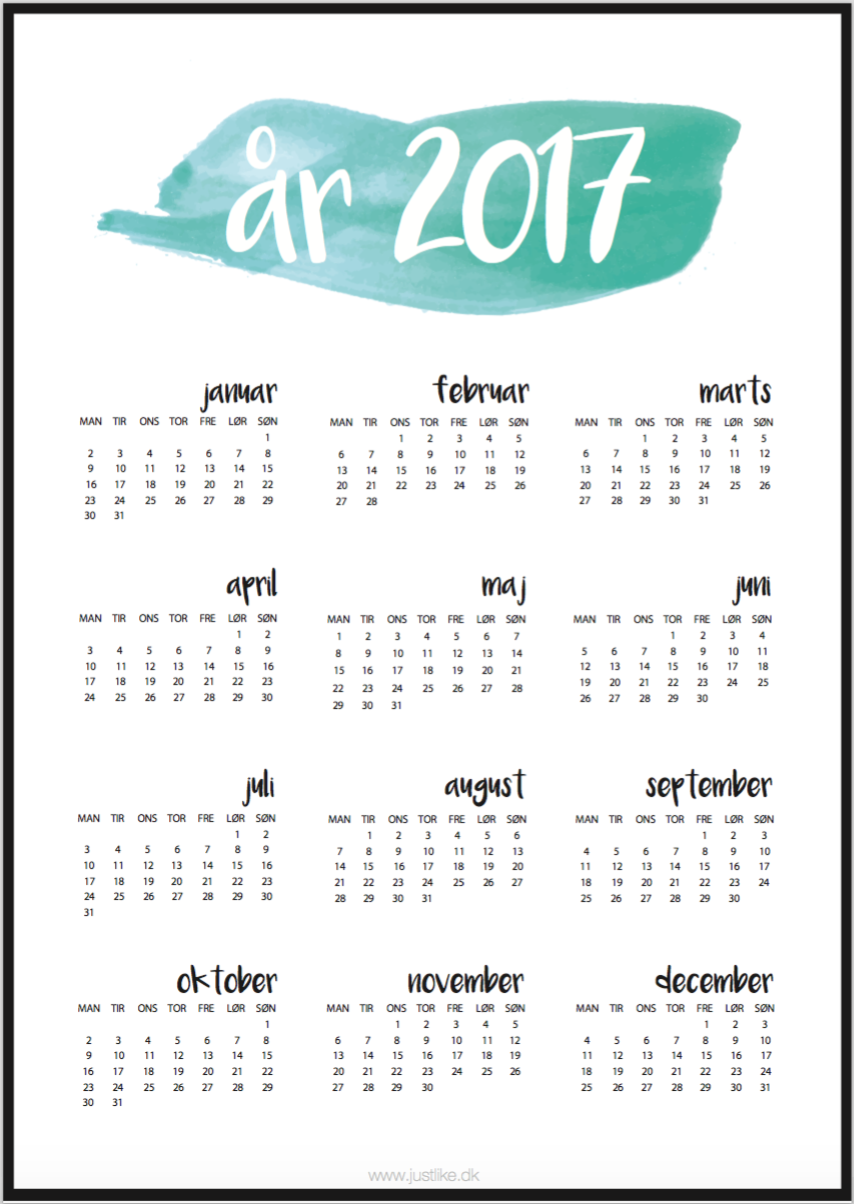 Dem bue Prøve Gratis print selv kalender 2017 i unikt gratis design - klik her og se  udvalget af kalendere | Justlike.dk